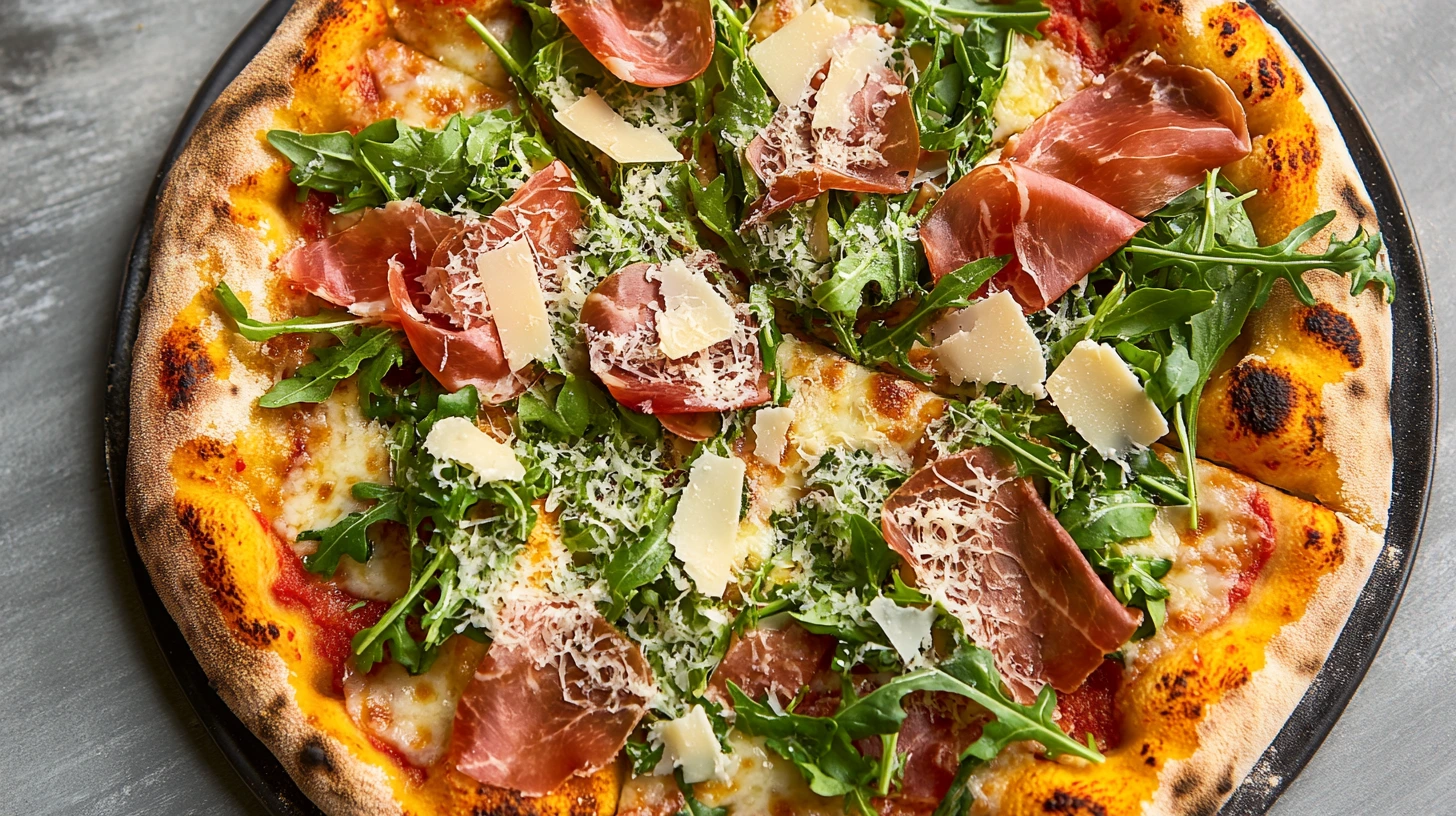 Prosciutto Rocket and Parmesan Pizza