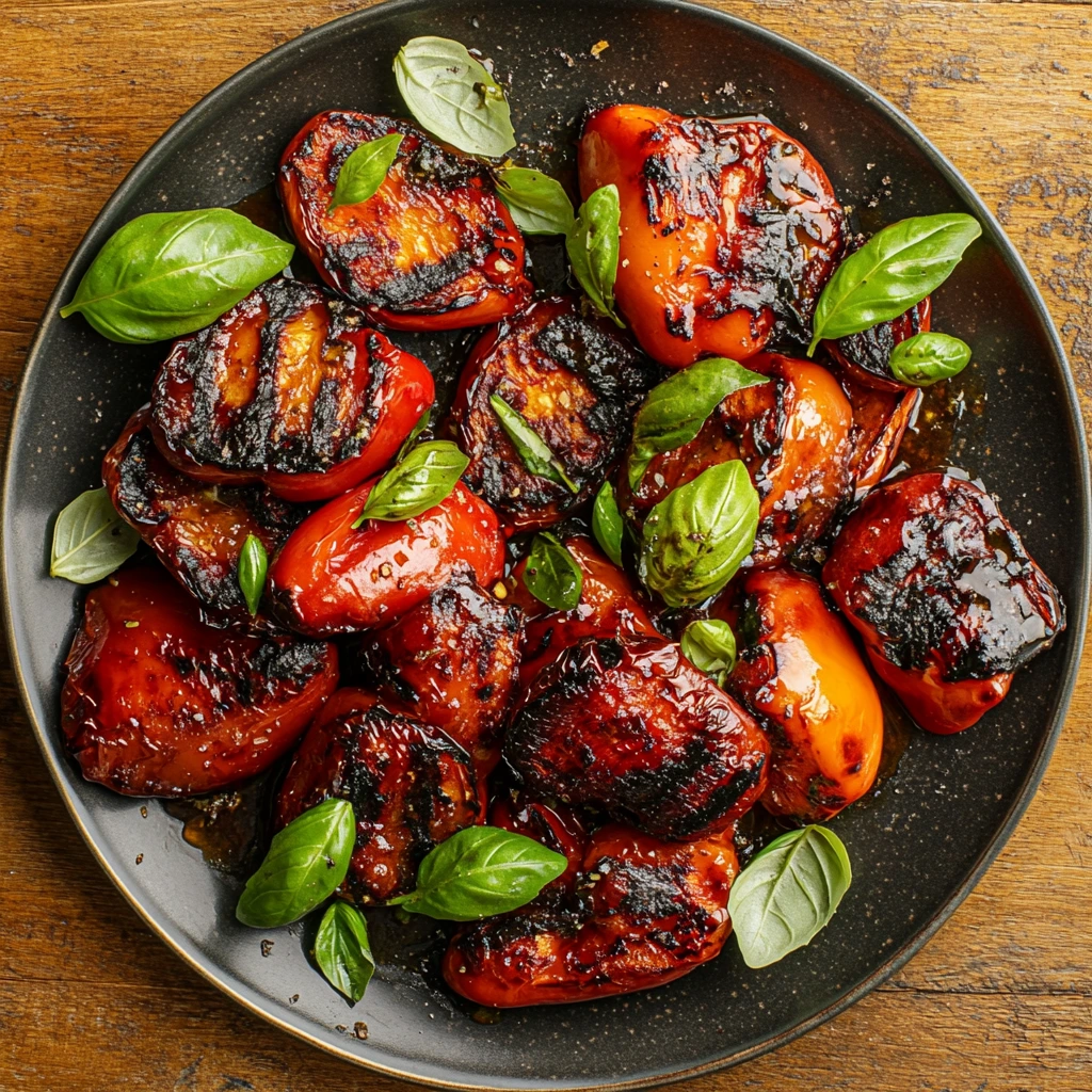 Charred Peppers with Basil