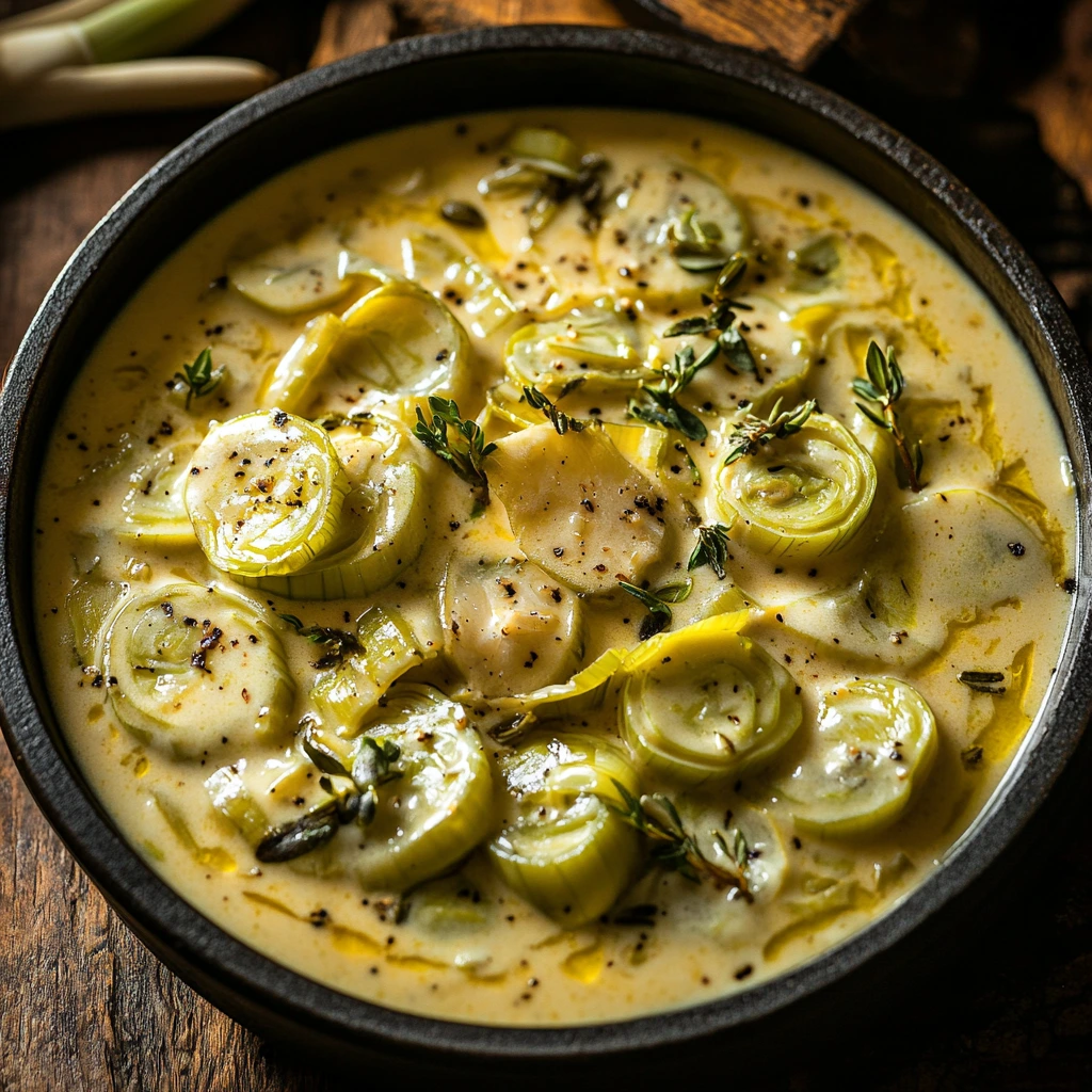 Creamed Leeks with Gruyere