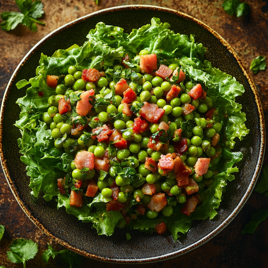 Peas with Pancetta and Lettuce